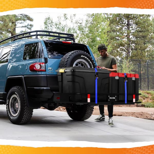 500 lbs. Capacity Hitch Mount Cargo Carrier Set with Folding Shank and 2 in. Raise, Cargo Bag, Net, Straps, Locks - Blue