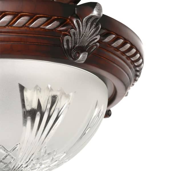 Bercello Estates 15 in. 2-Light Volterra Bronze Semi-Flush Mount with Etched Glass Shade