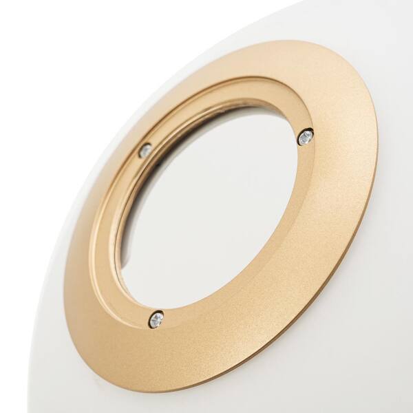 Modern Style 60-Watt Opal Gold Accent Glass Globe Pendant Light with Adjustable Height, Frosted White Shade