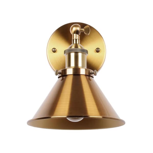 Rhem 7 in. 1-Light Brass Gold Wall Sconce Light