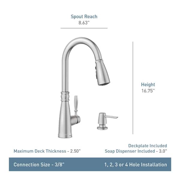 Boman Single Handle Pull-Down Sprayer Kitchen Faucet with Reflex and PowerBoost in Spot Resist Stainless