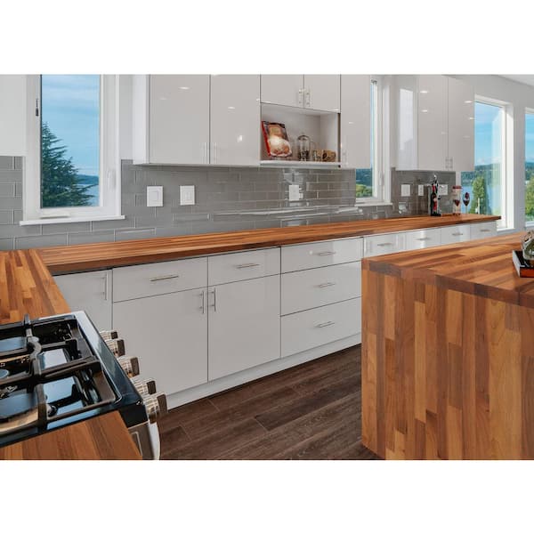 6 ft. L x 39 in. D Unfinished Walnut Solid Wood Butcher Block Island Countertop With Edge