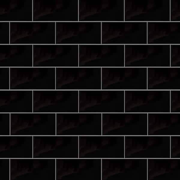 Crown Heights Glossy Black 3 in. x 6 in. Ceramic Wall Tile (5.72 sq. ft./Case)