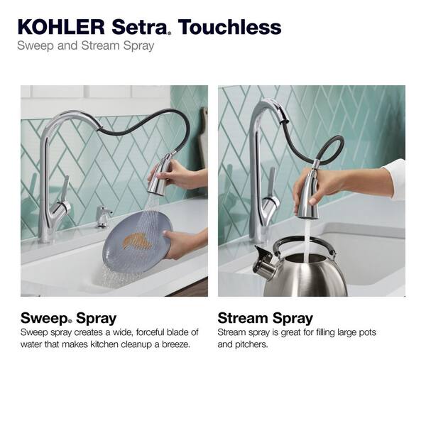 Setra Single-Handle Touchless Pull-Down Sprayer Kitchen Faucet in Polished Chrome