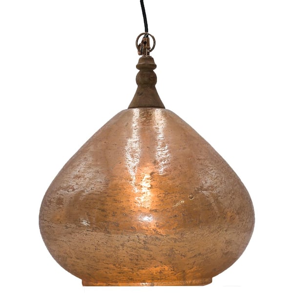 Alicante 1-Light Copper Hanging Pendant with Glass and Metal Shade