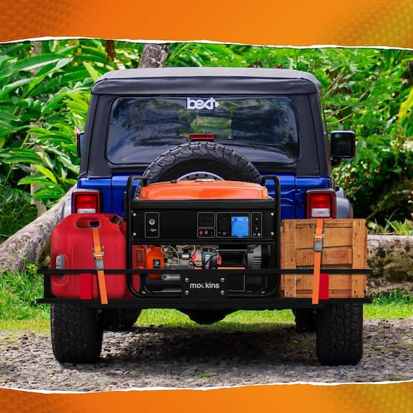 500 lbs. Capacity Hitch Mount Cargo Carrier Set with Net, Basket, Straps, Foldable Shank and 2 in. Raise