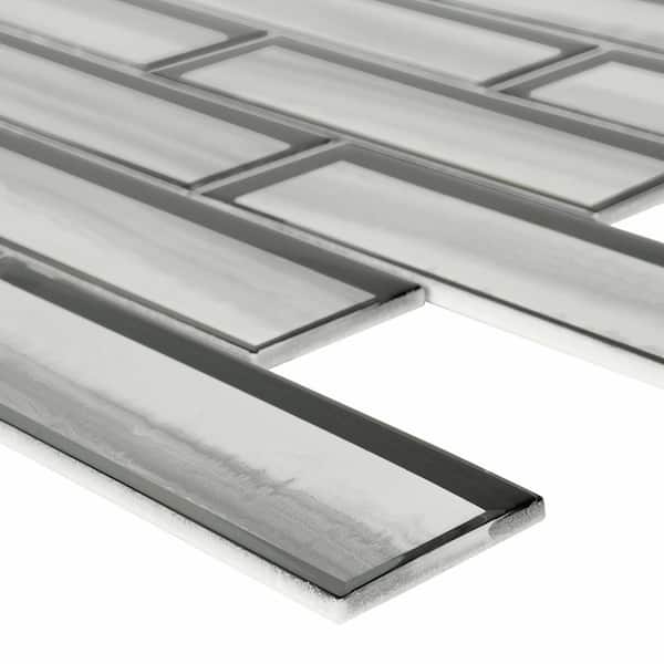 Ombre Grigia 12 in. x 12 in. Glossy Glass Mosaic Tile (1 sq. ft. / each)