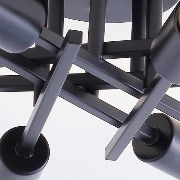 Industrial 22 in. 6-Light Black Linear Semi-Flush Mount Light Sputnik Ceiling Light