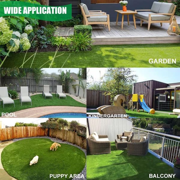 ECO 1.38 Pile Height 6 ft. x 10 ft. Green Artificial Grass Turf