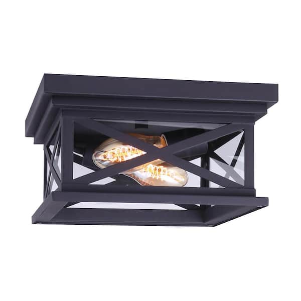 Elm 2-Light Black Outdoor Flush Mount Light