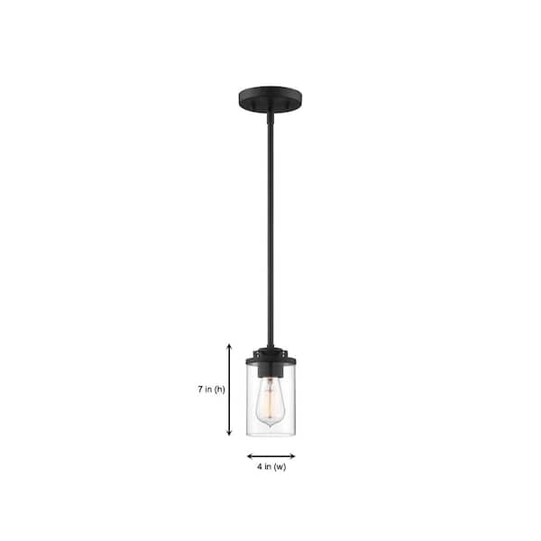 Jedrek 60-Watt 1-Light Black Mini-Pendant with Clear Glass Shade