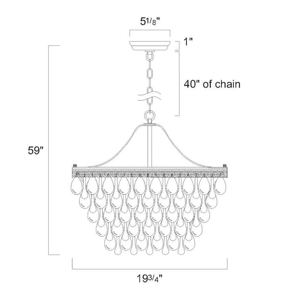 Clarus 6-Light Antique Bronze Glam Chandelier with Hanging Teardrop Crystals