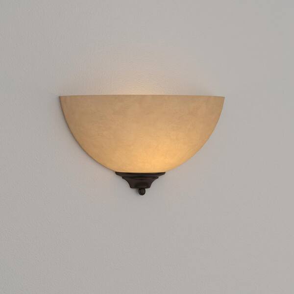 1-Light Old Bronze Sconce with Tuscan Suede Glass Shade