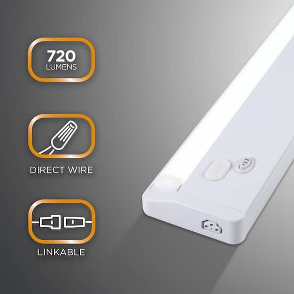 Direct Wire 12 in. LED White Under Cabinet Light (4-Pack)