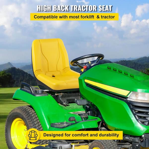 Universal Tractor Seat Industrial High Back PVC Lawn and Garden Mower Seat Steel Frame Compact Forklift Seat in Yellow