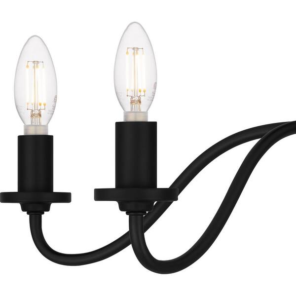 Canemeadow 22 in. 5-Light Matte Black Semi-Flush Mount Light