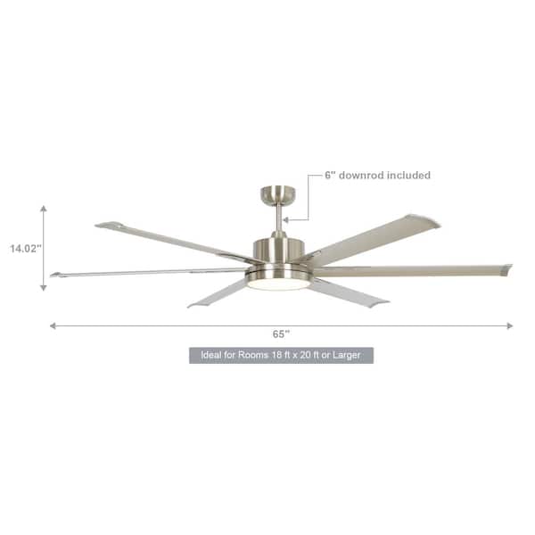 Balachandran 65 in. Integrated LED Brushed Nickel Ceiling Fan with Light and Remote Control