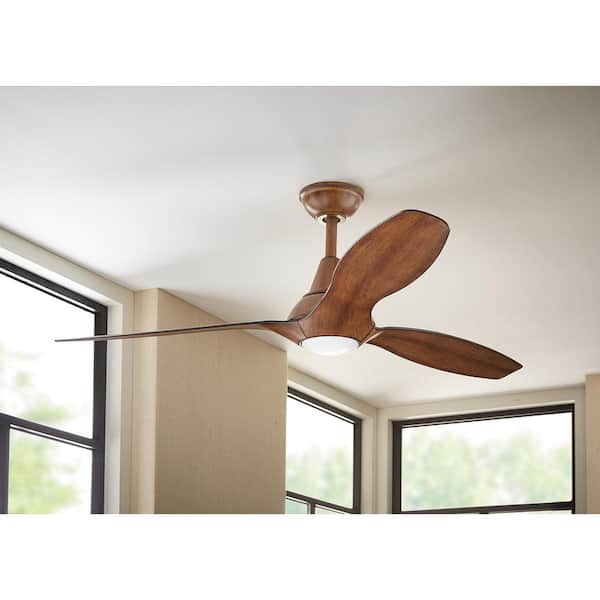 Tidal Breeze 56 in. LED Indoor Distressed Koa Ceiling Fan with Light Kit and Remote Control