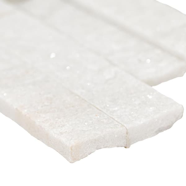 Arctic White Ledger Panel 5.90 in. x 23.62 in. Textured Marble Stone Look Wall Tile (210 sq. ft./Pallet)