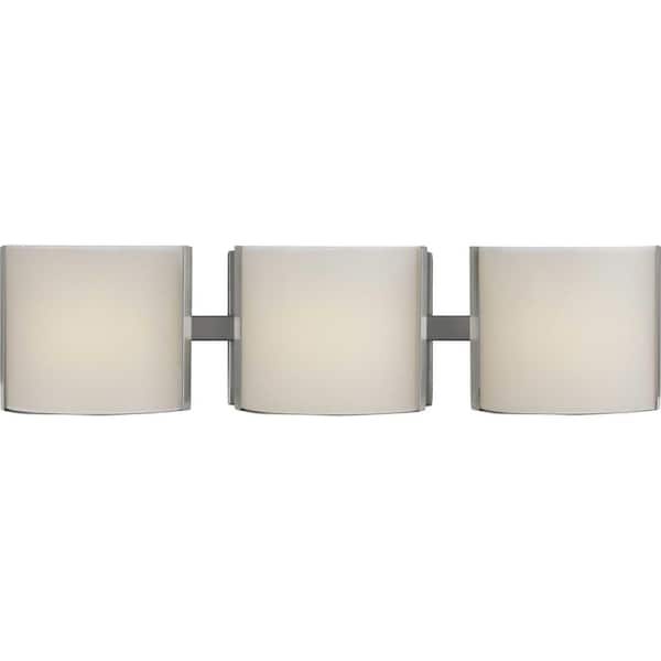 Arch LED Collection 3-Light Brushed Nickel Etched Glass Modern Bath Vanity Light