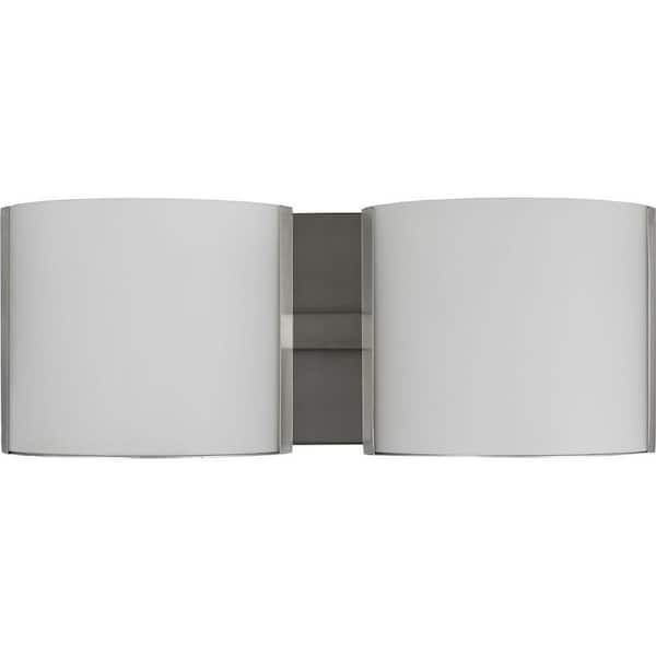 Blanco LED Collection 2-Light Brushed Nickel Etched Glass Modern Bath Vanity Light