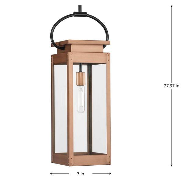 Union Square 7 in. 1-Light Antique Copper Hanging Pendant Light Lantern