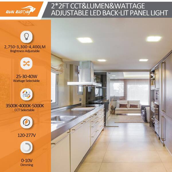 2 ft. x 2 ft. Dimmable White CCT and Wattage Selectable Integrated LED Back-Lit Panel Light (4-Pack)