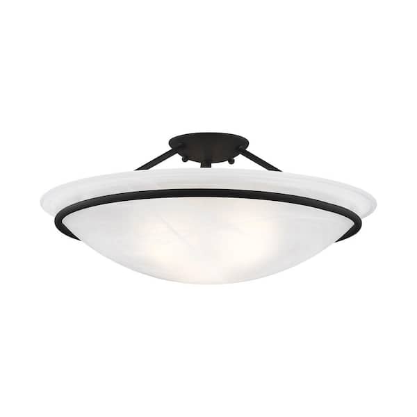 Providence 3-Light Black Incandescent Ceiling Semi-Flush Mount