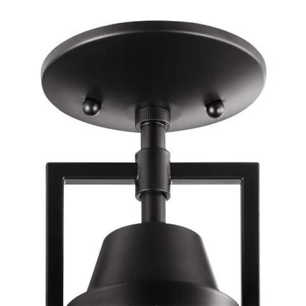 Wilhelm 12 in. 1-Light Black Industrial Farmhouse Semi-Flush Mount Ceiling Light Fixture with Metal Shade