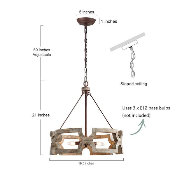 Drum Wood Chandelier, Large Brown Round Island Pendant Light Farmhouse Chandelier Rustic Dining Room Chandelier