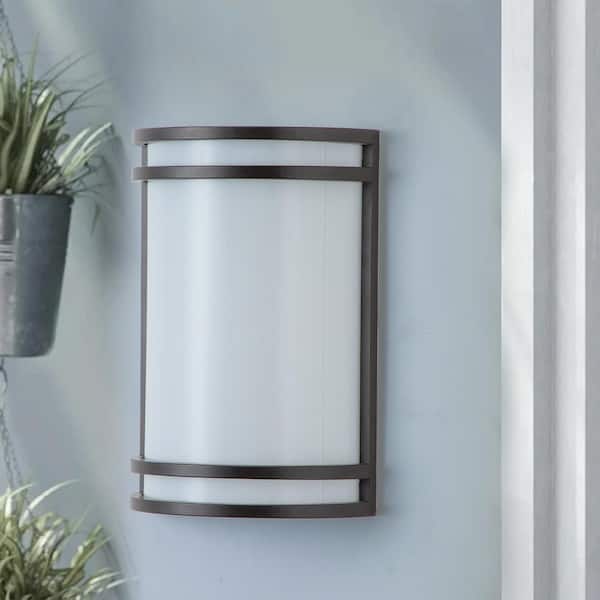 1-Light Oil-Rubbed Bronze Dimmable 15-Watt LED Wall Light with Acrylic Shade