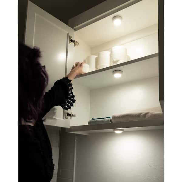 Battery Operated LED Under Cabinet Puck Lights with Remote (6-Pack)