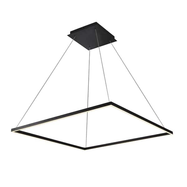 Atria Square 39 in. 62-Watt Black Modern ETL Certified Integrated LED Pendant Height Adjustable