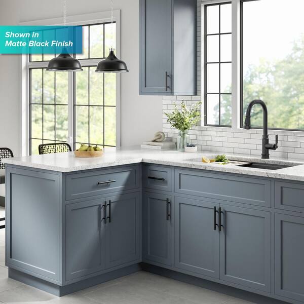 Allyn Transitional Industrial Pull-Down Single Handle Kitchen Faucet in Spot-Free Black Stainless Steel