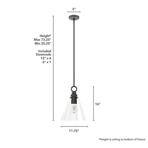 Klein 1-Light Noble Bronze Island Pendant Light with Clear Glass Shade