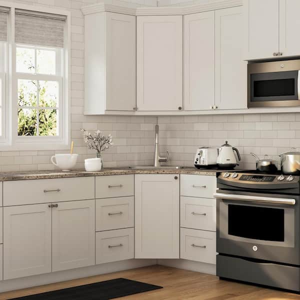 Cambridge White Shaker Ready to Assemble Corner Sink Base Cabinet w/ 1 Soft Close Door ( 36 in. W x 24.5 in. D)