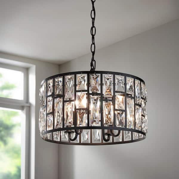 Kristella 4-Light Black Crystal Chandelier