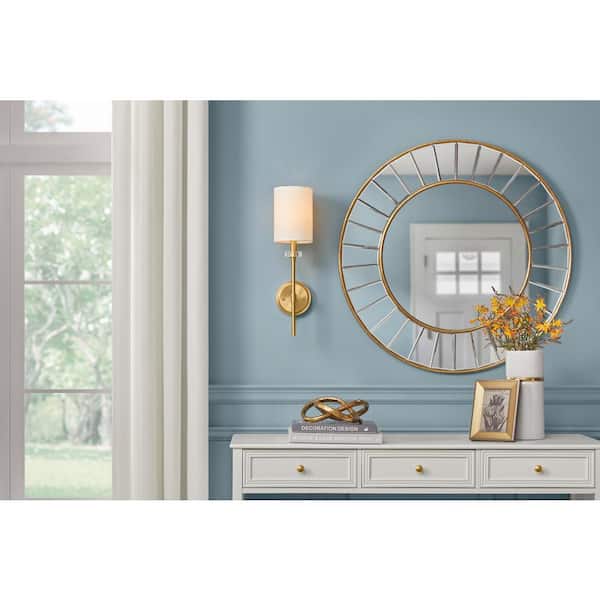 Dawson 1 LT Sconce aged brass with white fabric shade