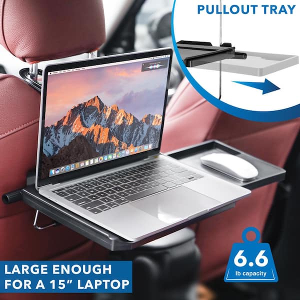 Height Adjustable Steering Wheel and Head Rest Laptop Tray