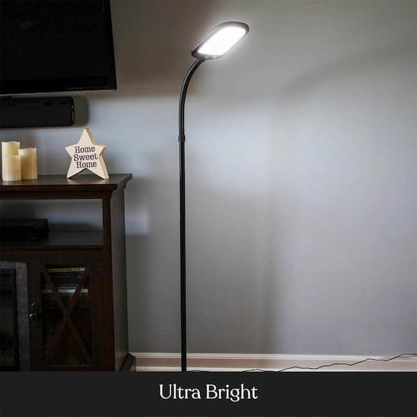 LitespanSlim 55 in. Black LED Arc Floor Lamp with Adjustable Gooseneck