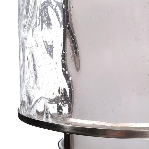 Bay Court Collection 1-Light Brushed Nickel Foyer Pendant with Etched Opal Glass