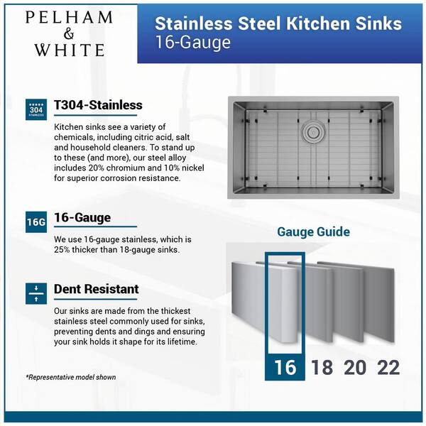 Bryn Stainless Steel 16-Gauge 33 in. Double Bowl Farmhouse Apron Kitchen Sink with Bottom Grid, Drain