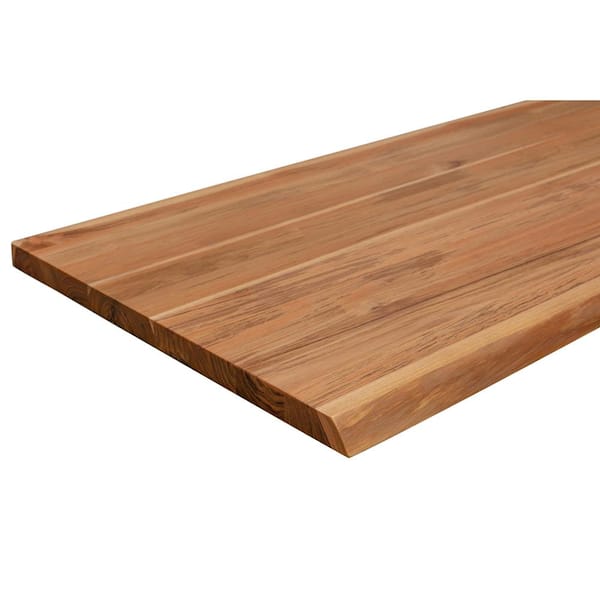5 ft. L x 30 in. D Finished Teak Solid Wood Butcher Block Desktop Countertop With Live Edge