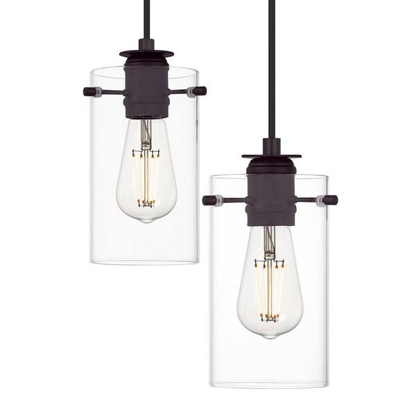 Regan 3-Light Espresso Pendant Hanging Light with Clear Glass Shades, Industrial Kitchen Pendant Lighting