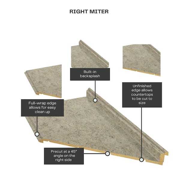 6 ft. Laminate Countertop with Right Miter in Golden Juparana with Valencia Edge and Integrated Backsplash