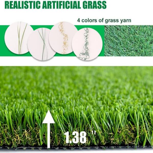 Premium Deluxe 6 ft. x 10 ft. 4-Tone Green Artificial Grass Turf