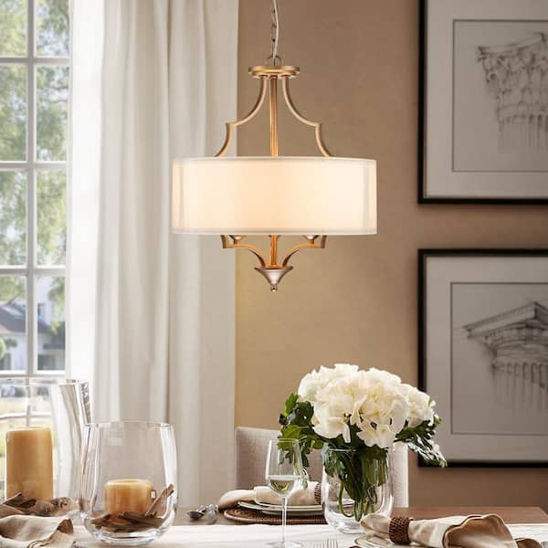 Fricke 3-Light Drum Shade Chandelier with Farmhouse Fabric Shade