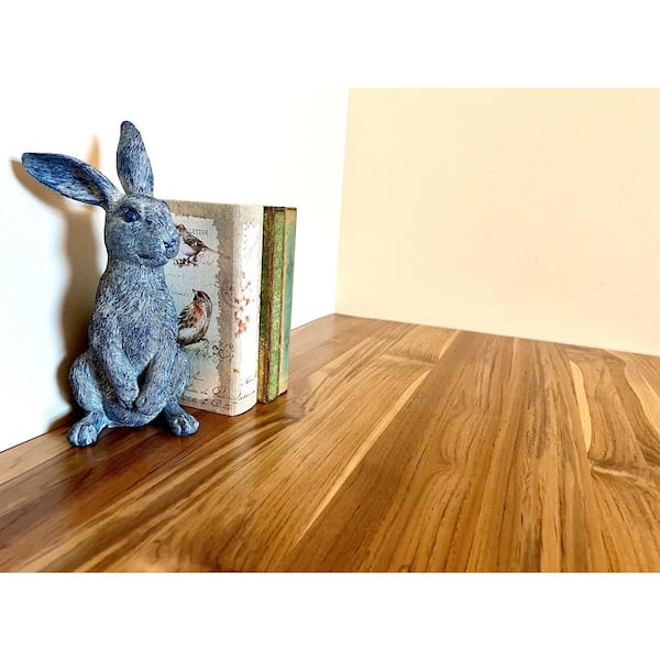 5 ft. L x 30 in. D Finished Teak Solid Wood Butcher Block Desktop Countertop With Live Edge