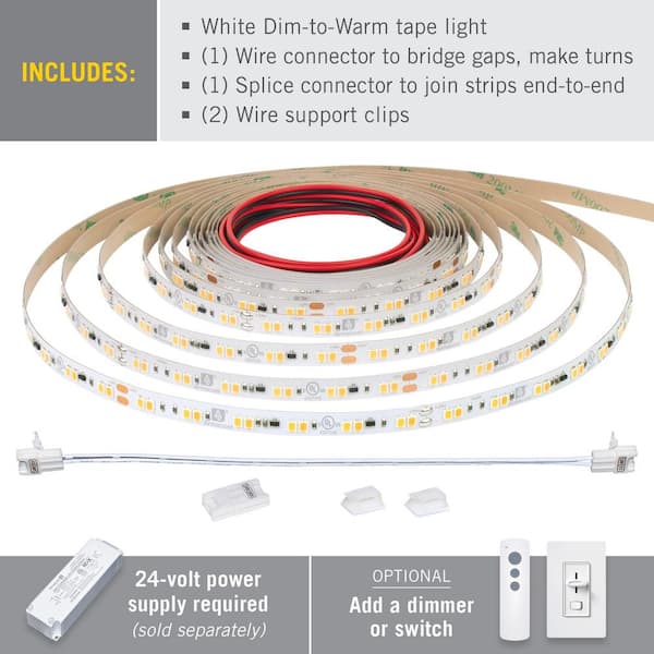 RibbonFlex Pro 24-Volt White Dim-to-Warm LED Strip Light Tape 32 ft. (10 m)