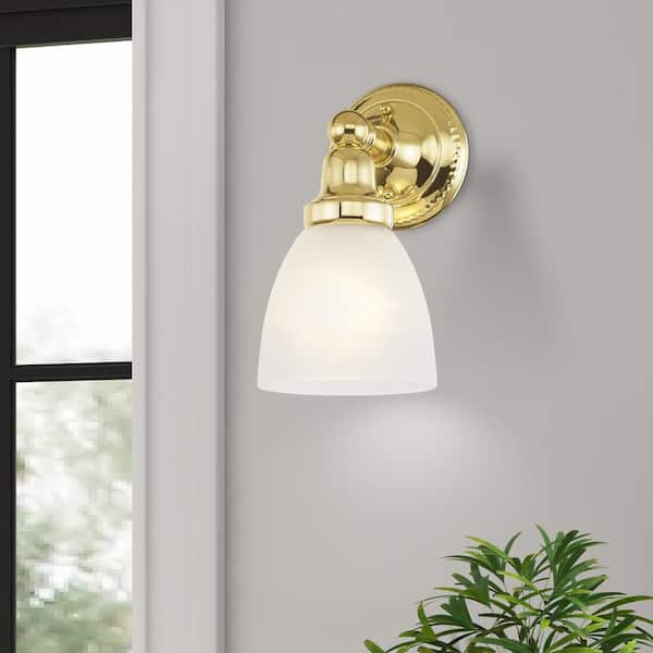 Classic 1 Light Polished Brass Bath Vanity Light